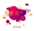 Template of flyer or banner with abstract futuristic cloud in red